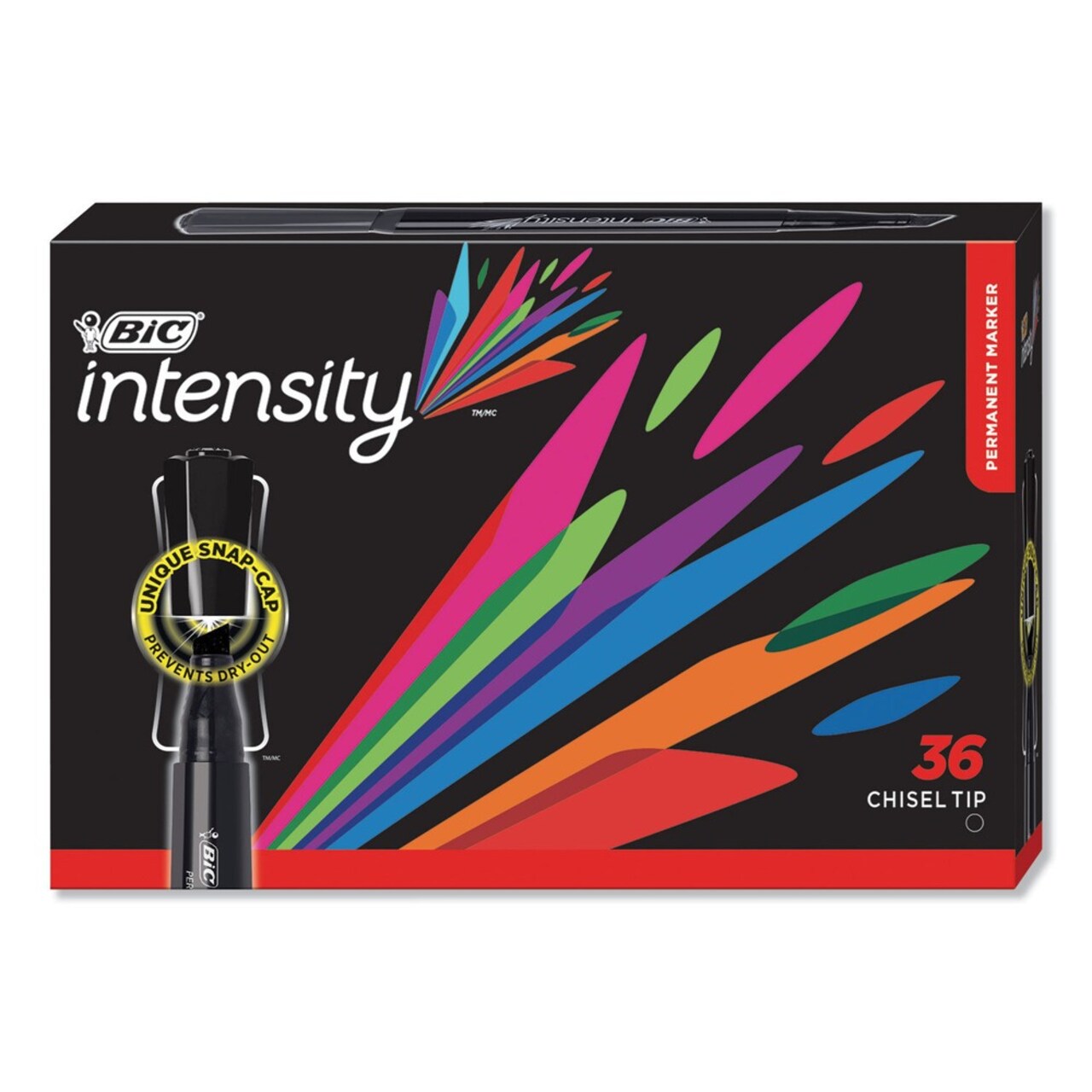 BIC Intensity Broad Chisel Tip Permanent Marker Value Pack - Black (36-Piece/Pack)